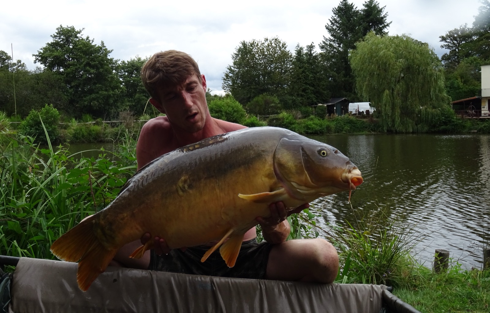 Specimen carp in the cradle at The Lodge Lake